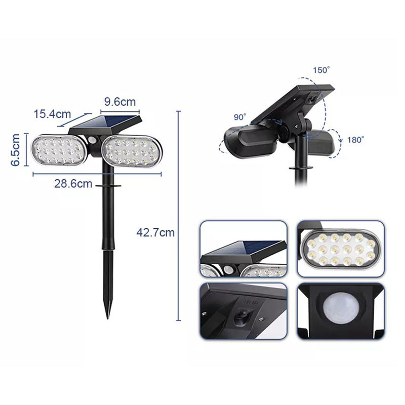 IP65 Impermeabile Solar Power Garden Lights Stick Prato Palo Outdoor Pathway Yard LED