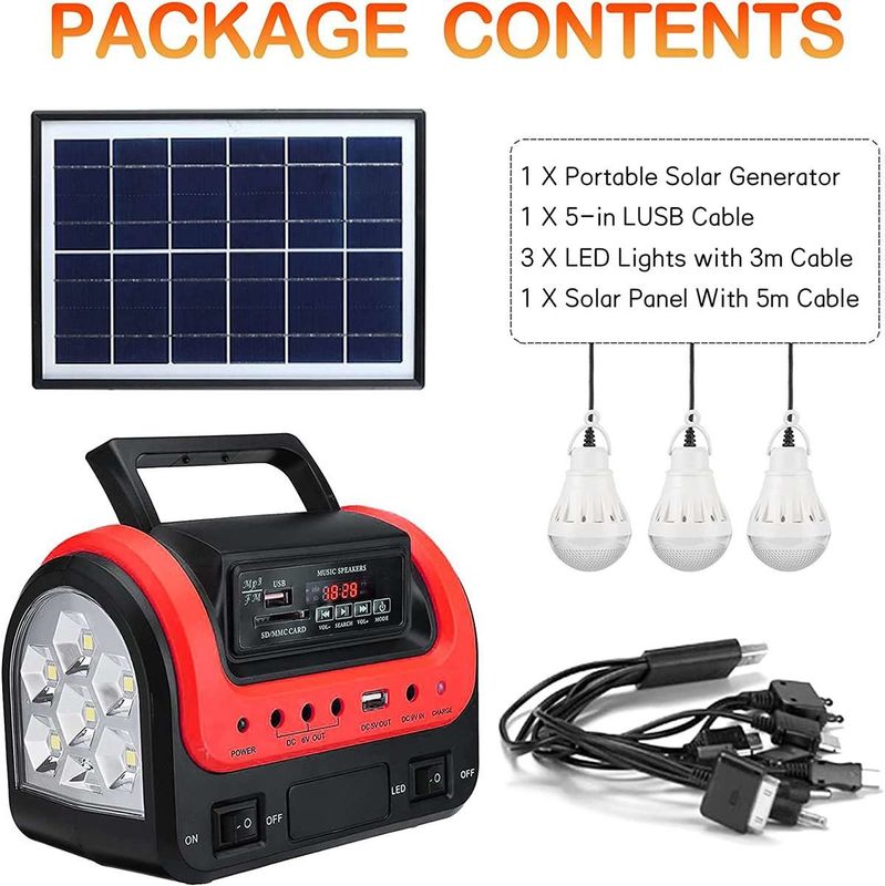 La CC principale accende il generatore di corrente solare per uso domestico Mini Home Lighting Kit