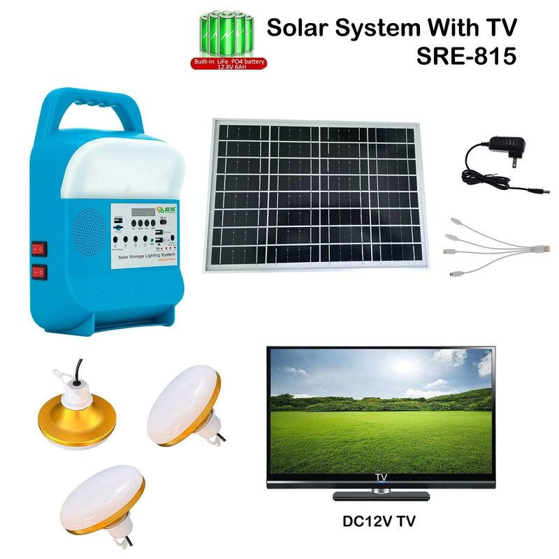 SRE-815 Lampade a energia solare ad alte prestazioni per la casa - Perfetto per la pesca Pannelli solari con batteria e inverter