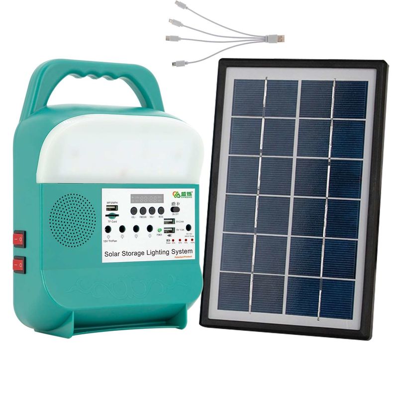 Sistema energetico di Mini Portable Small Solar Generator con la radio Blubs per la casa