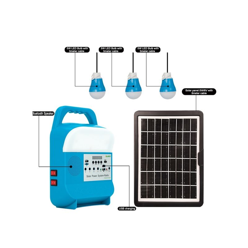 La casa portatile di Mini Solar Power Kits For con i sistemi di altoparlante di musica smazza l'energia solare e la luce 5W 6V