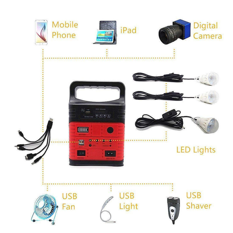Kit generatore di energia solare portatile da 8000mAh Luci di emergenza blu con pannello solare da 10w 6v