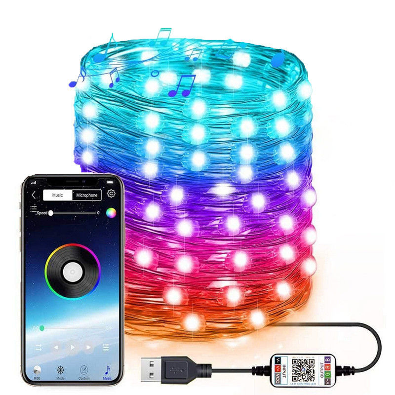 Luci alimentate solari del giardino della corda delle luci decorative solari di IP65 USB 6lm