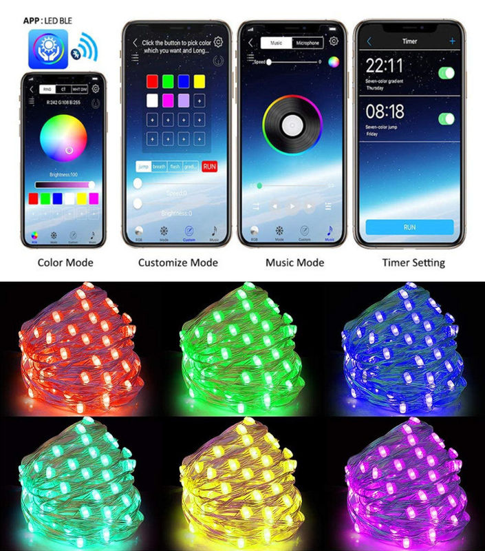 Luci alimentate solari del giardino della corda delle luci decorative solari di IP65 USB 6lm
