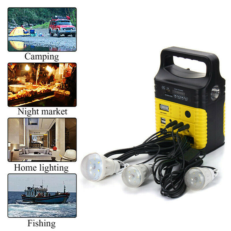 Pannello solare esterno portatile 3 lampadine Kit sistema di illuminazione per pannelli solari da giardino a LED per esterni