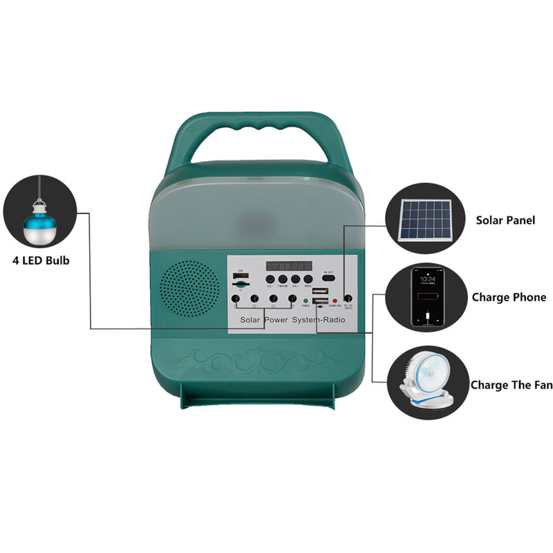 Off Grid Energy Power Bank Generator Kit Piccolo sistema di lampadine a LED a energia solare per la casa portatile
