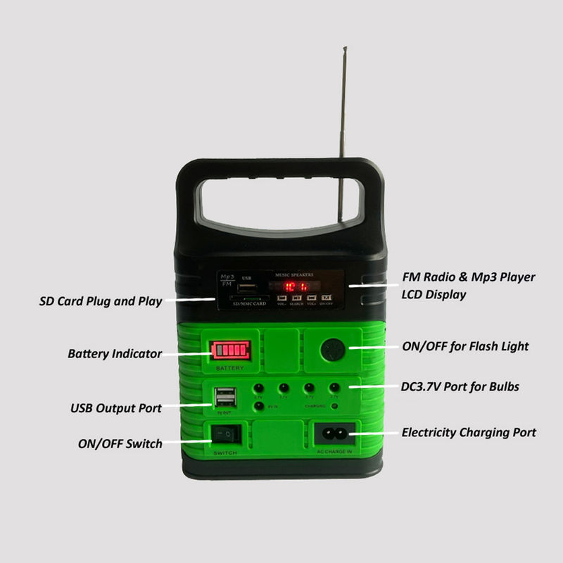 radio portatile MP3 Mini Outdoor Camping del sistema Kit With Built In FM di energia solare 7500mah