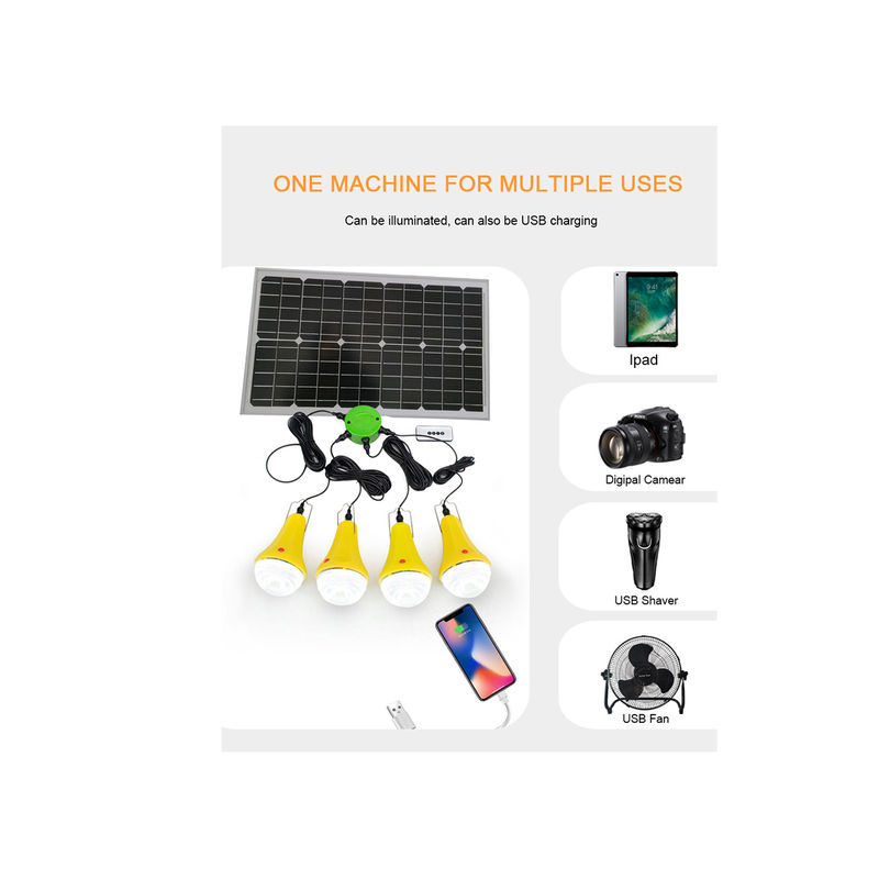 Generatore 30W di Mini Portable Solar Power System con le lampadine del caricatore 4 LED del telefono