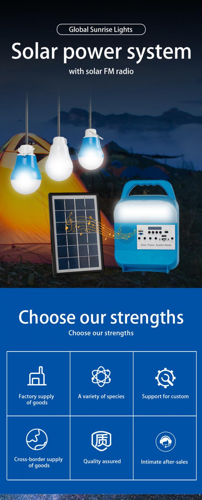 Piccolo sistema della generazione di energia solare che accende l'altoparlante portatile di commercio estero Bluetooth della famiglia con la radio