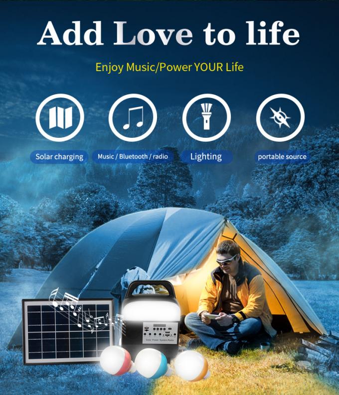 Piccolo sistema di illuminazione solare con la carta di TF/radio doppia di /FM del giocatore Jack/Bluetooth/MP3 di USB