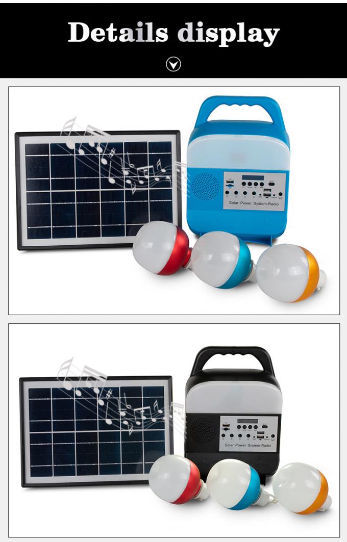 Piccolo sistema di illuminazione solare con la carta di TF/radio doppia di /FM del giocatore Jack/Bluetooth/MP3 di USB
