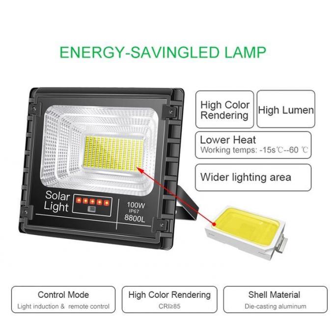 luce di inondazione solare luminosa sostituibile di inondazione della lega di alluminio di alta qualità 300W della batteria solare alta LED delle luci