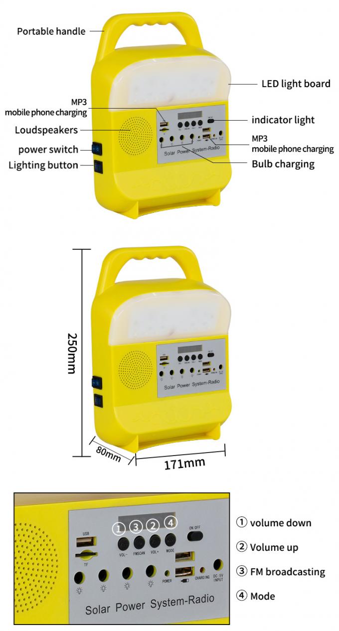 Piccola emergenza all'aperto solare del sistema di illuminazione con la lampada mobile di potere dell'altoparlante radiofonico di Bluetooth