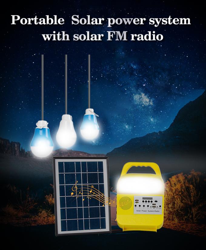 Lampada di carico del telefono cellulare del sistema di illuminazione di energia solare USB con la lampada mobile radiofonica di potere