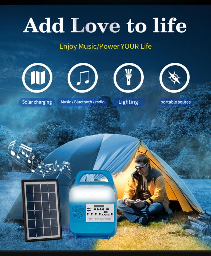 Lampada di carico del telefono cellulare del sistema di illuminazione di energia solare USB con la lampada mobile radiofonica di potere