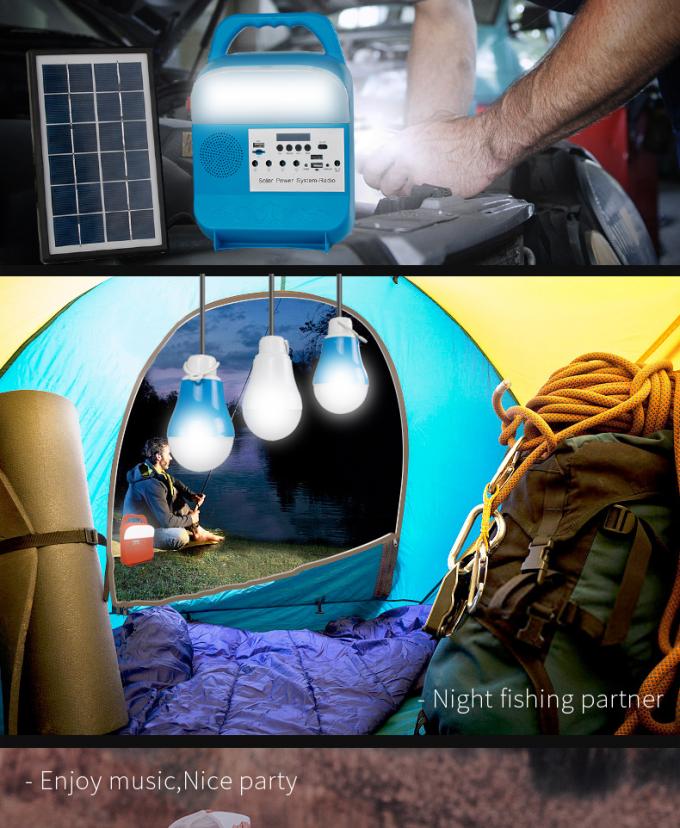 Lampada di carico del telefono cellulare del sistema di illuminazione di energia solare USB con la lampada mobile radiofonica di potere