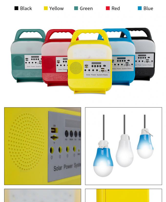 Lampada di carico del telefono cellulare del sistema di illuminazione di energia solare USB con la lampada mobile radiofonica di potere