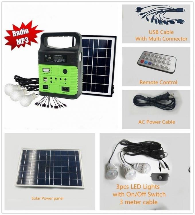 Corredo solare della radio solare di FM fuori dalla luce domestica solare Kit Global Sunrise Lights del sistema solare 10W di griglia 7