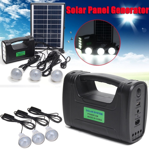 Lampada solare solare solare del corredo 3W 4W 5W Light+3PCS di fai-da-te leggero dell'interno solare della luce del generatore del pannello solare