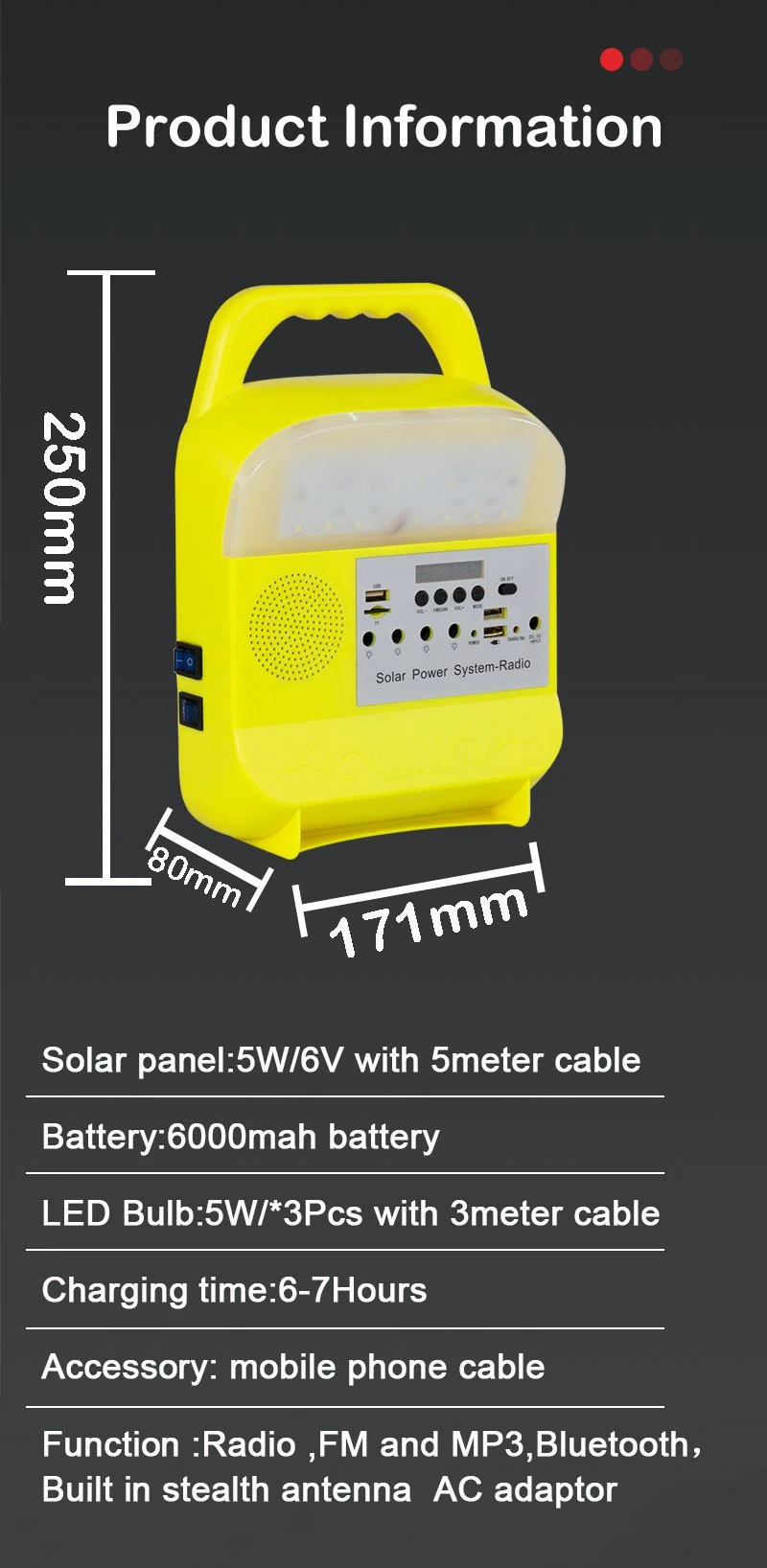 Produzione di energia standby di emergenza che accende portatile fuori dalla luce solare della piccola centrale elettrica solare di griglia